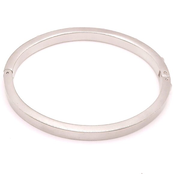 Michael Kors Bracelet Silver Tone Crystal Embellished Hinged Cuff Bangle 6 3/4" - Picture 2 of 12